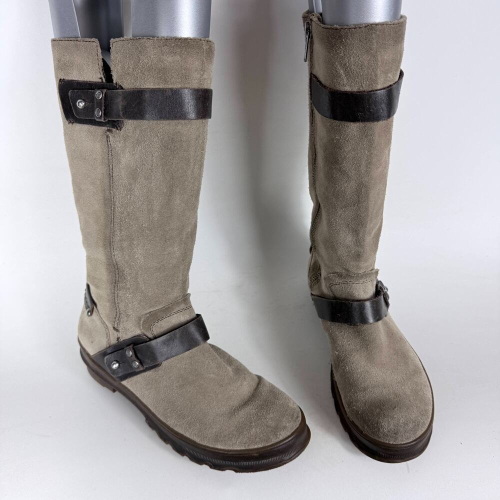 OTBT Defiance Riding Boots Women's 7.5 Brown Leather Round Toe Side Zip Comfort